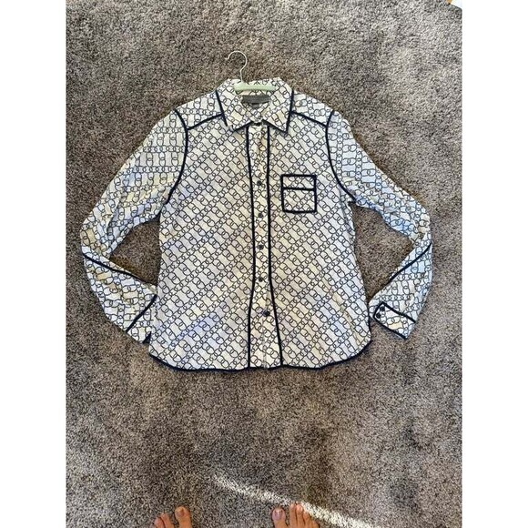 Proenza Schouler for Target Patterned Button-Up Shirt Woman Size L Designer Mini - Picture 1 of 6